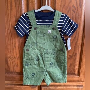 Carter's Overalls w/ Striped Shirt Lions Tigers Alligator Ostrich Elephant NWT